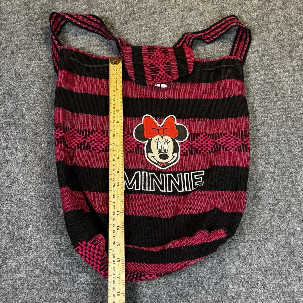 Disney‎ Minnie Mouse Backpack Kids Medium Pink Black Woven Boho Striped Bag